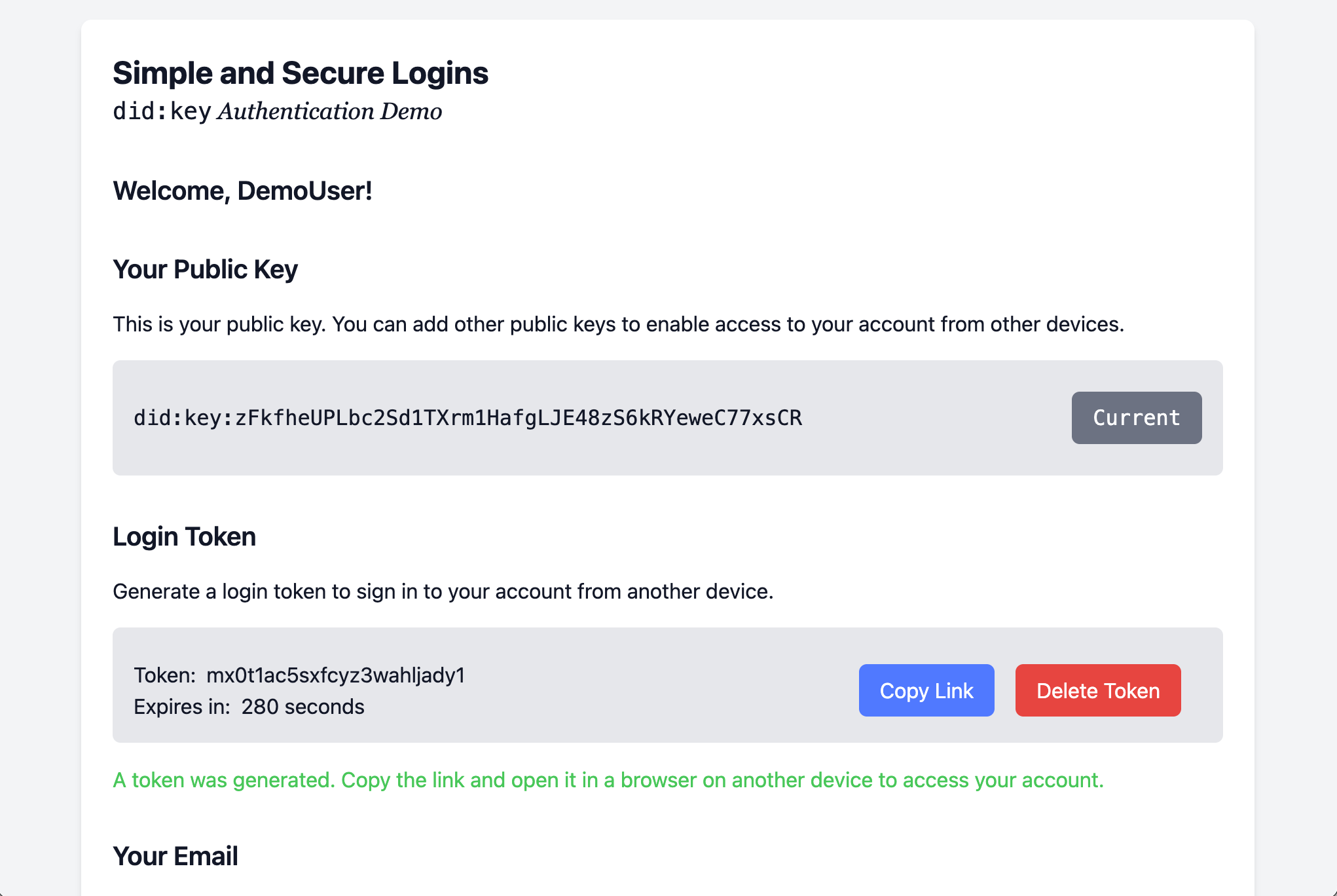 Make a Login Token to add a device